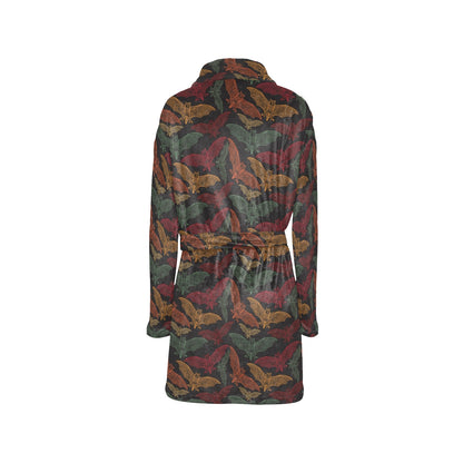 Bat Tribal Pattern Print Design 03 Women's Fleece Robe