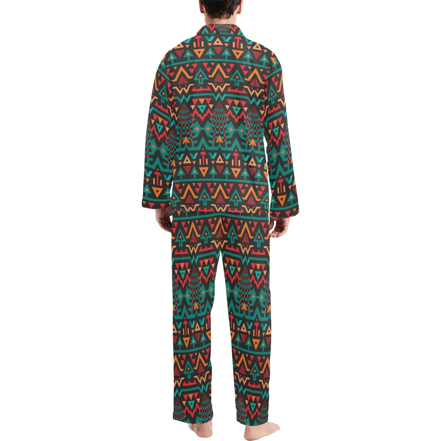 Aztec Pattern Print Design 04 Men's Long Pajama Set