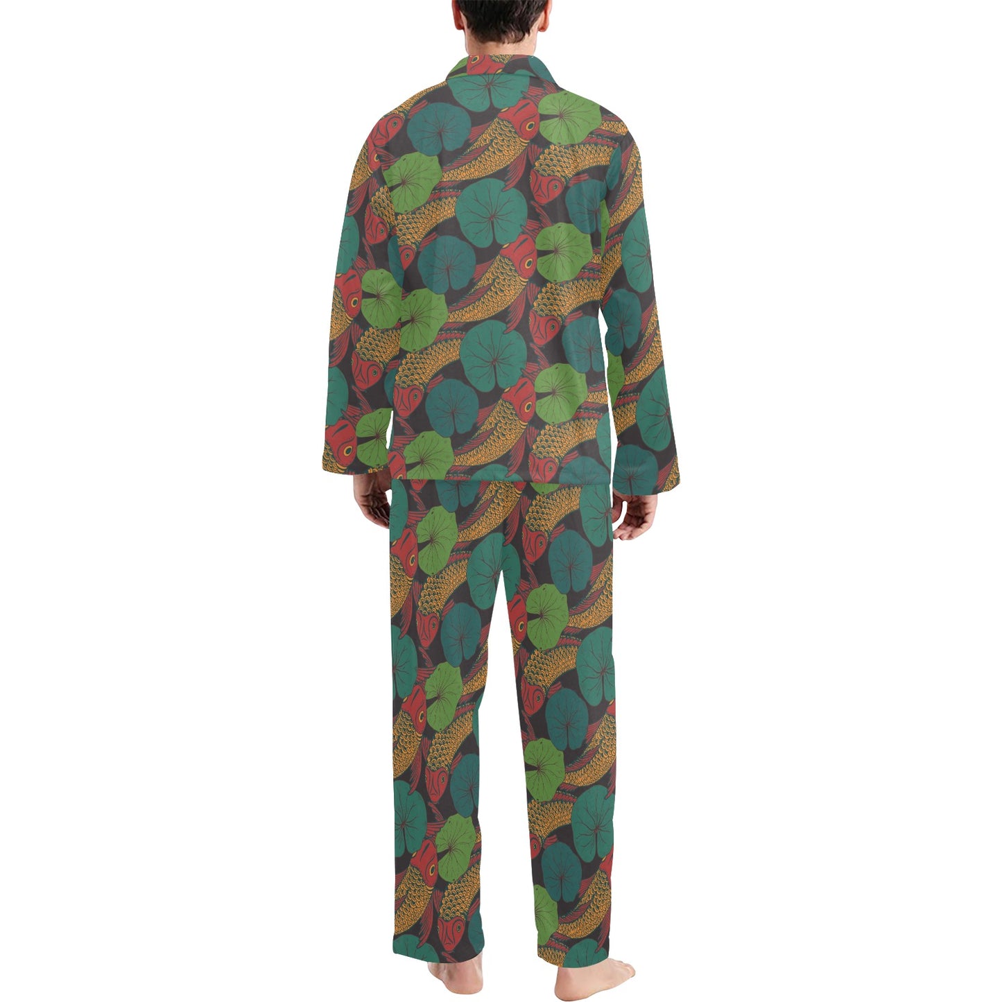 KOI Fish Pattern Print Design 01 Men's Long Pajama Set