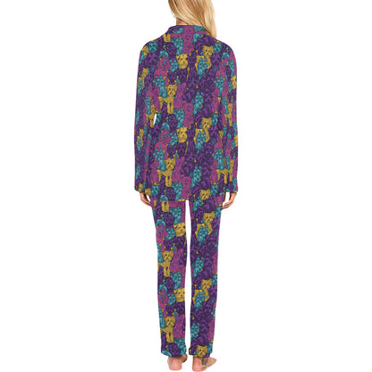 Yorkshire Terriers Print Design LKS3010 Women's Long Pajama Set