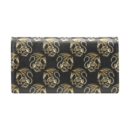 Skeleton Dragon Print Design LKS306 Women's Trifold Wallet