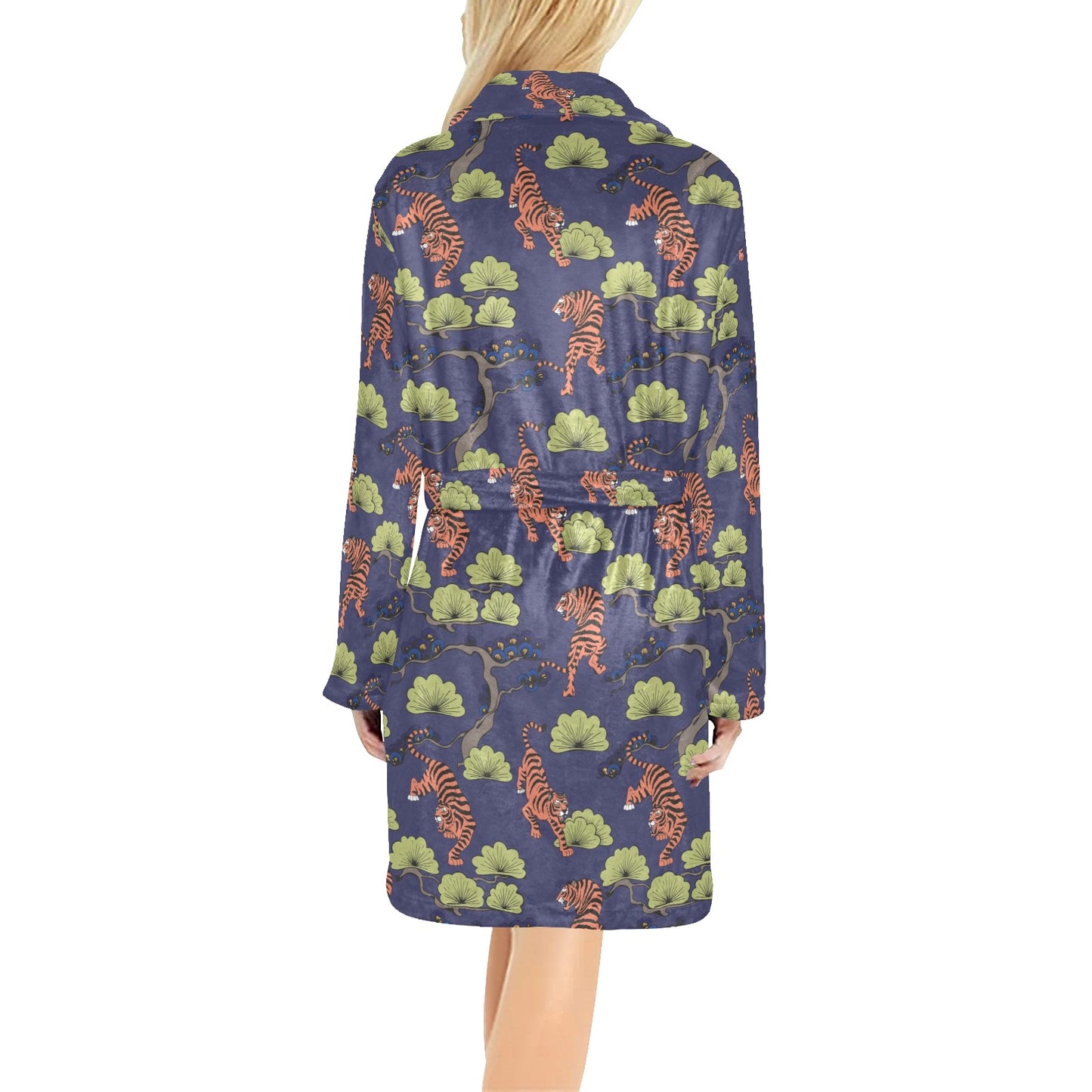 Tiger Pattern Japan Style Women's Fleece Robe