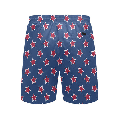 Star Red Blue Print Design LKS301 Men's Swim Trunks Beach Shorts