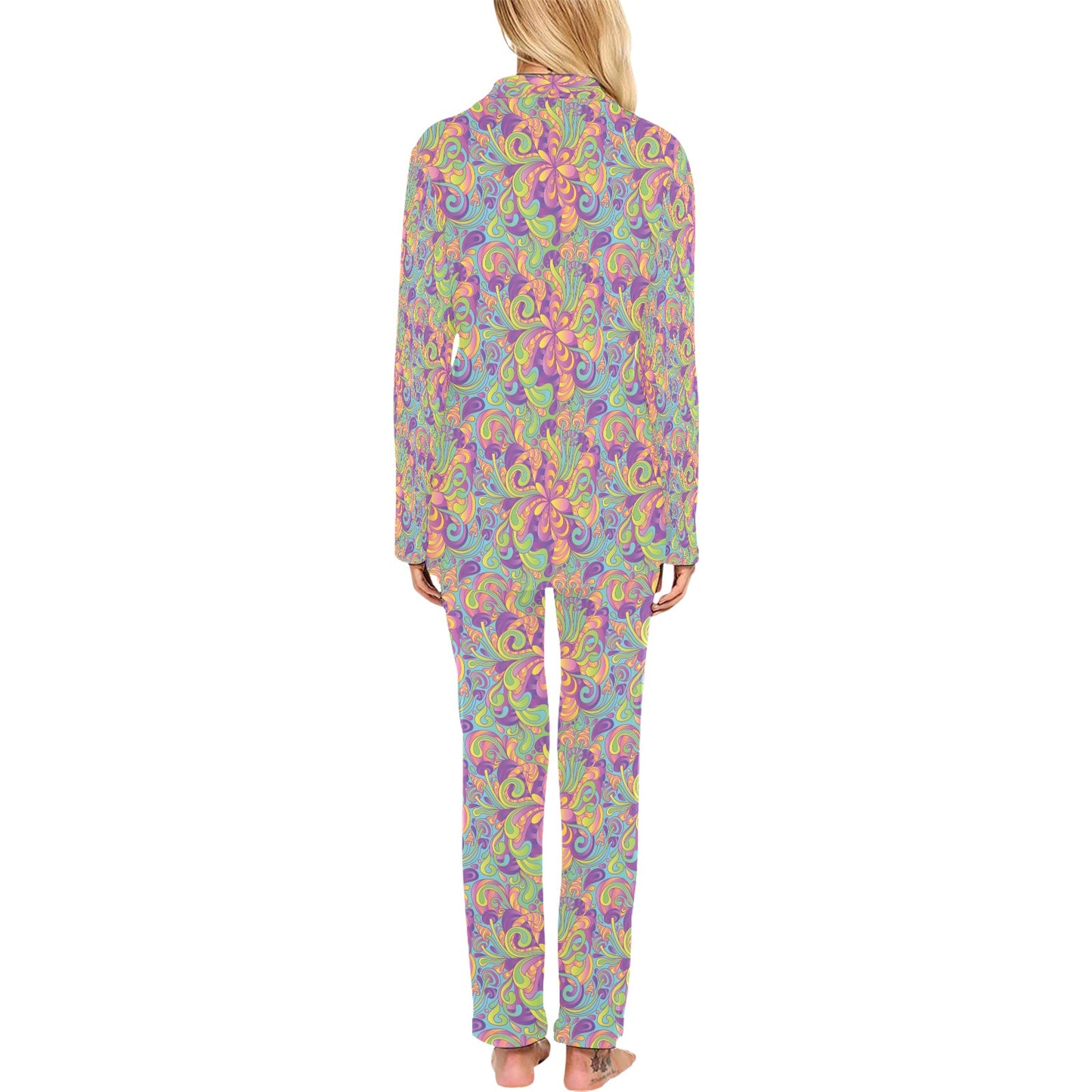 Trippy Print Design LKS306 Women's Long Pajama Set