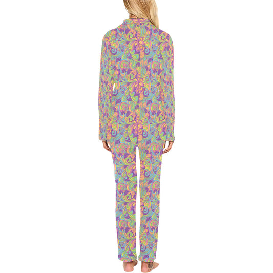 Trippy Print Design LKS306 Women's Long Pajama Set