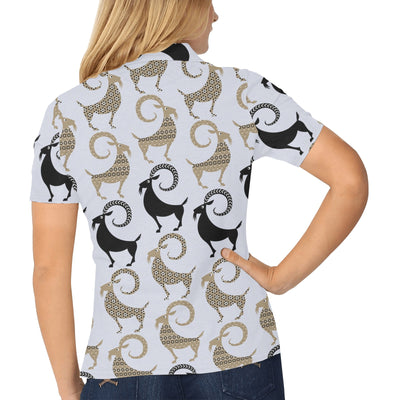 Goat Pattern Print Design 03 Women's Polo Shirt