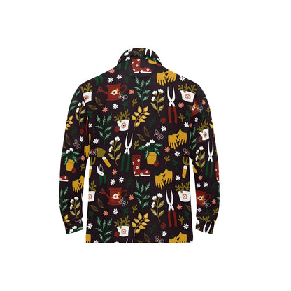 Gardening Pattern Print Design G05 Long Sleeve Polo Shirt For Men's