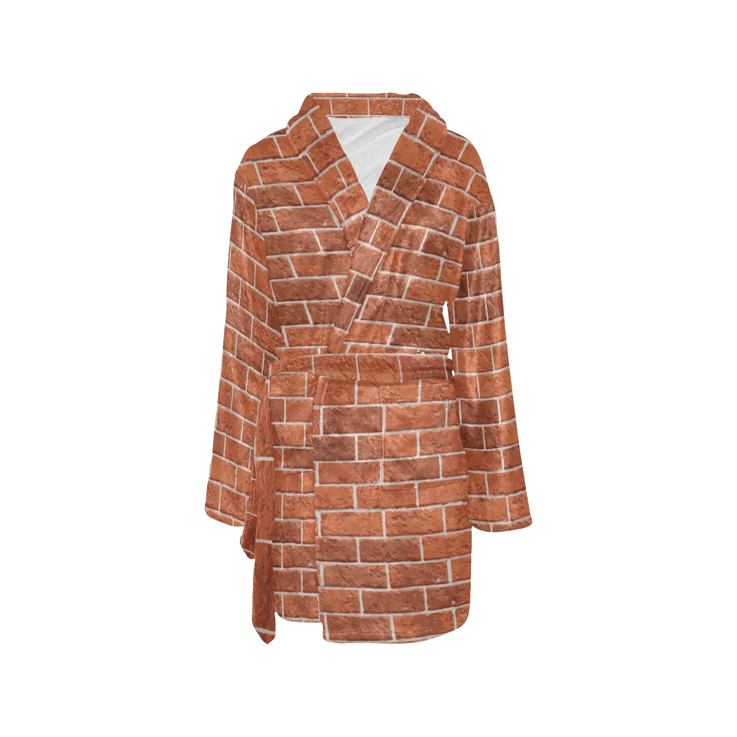 Brick Brown Pattern Print Design 02 Women's Fleece Robe
