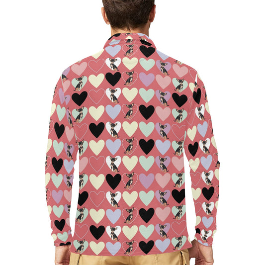 Chihuahua Pattern Print Design 01 Long Sleeve Polo Shirt For Men's