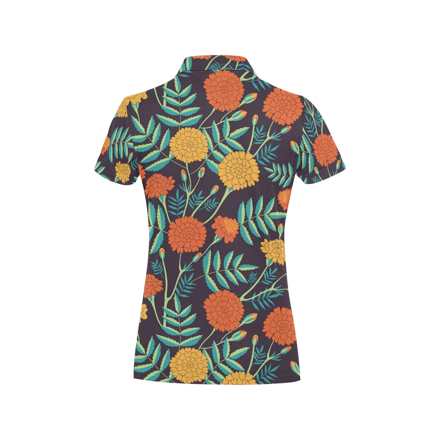 Marigold Pattern Print Design MR01 Women's Polo Shirt