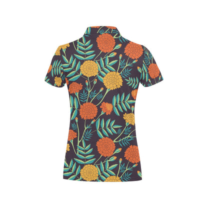 Marigold Pattern Print Design MR01 Women's Polo Shirt