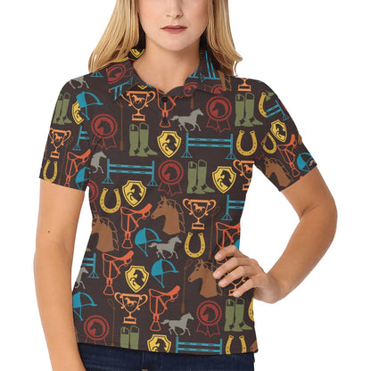 Equestrian Equipment Horse Colorful Women's Polo Shirt