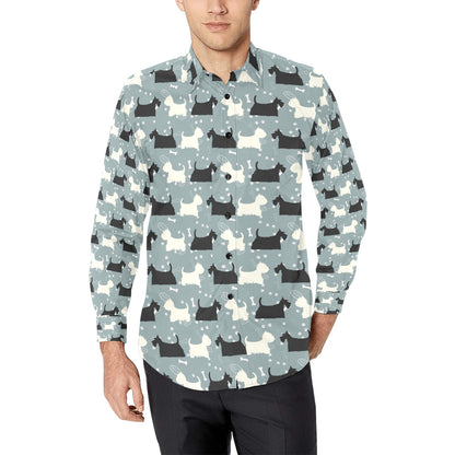 Scottish Terriers Print Design LKS301 Men's Long Sleeve Dress Shirt