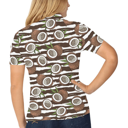 Coconut Pattern Print Design CN04 Women's Polo Shirt