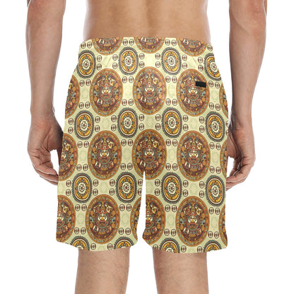 Calendar Aztec Themed Print Pattern Men's Swim Trunks Beach Shorts