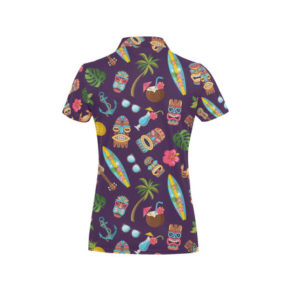 Hawaiian Themed Pattern Print Design H024 Women's Polo Shirt