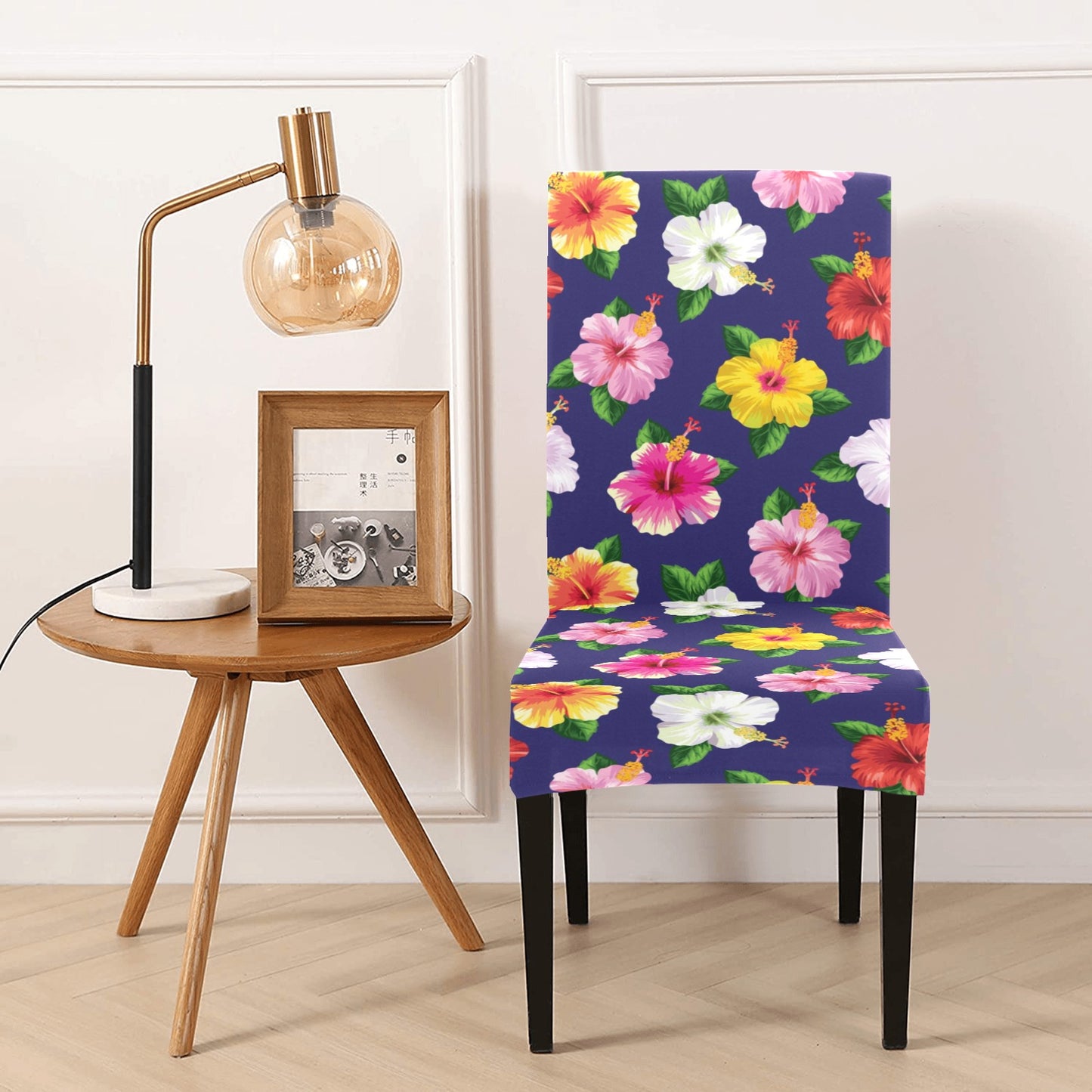 Hibiscus Colorful Print Design LKS301 Dining Chair Slipcover