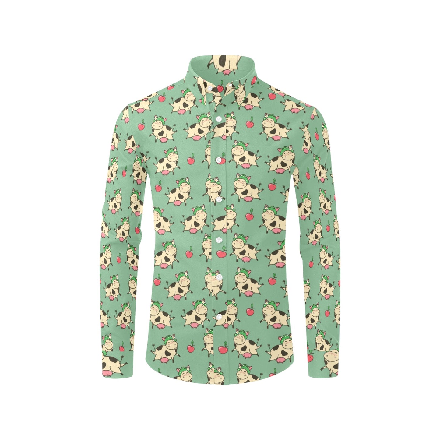Cattle Print Design LKS402 Men's Long Sleeve Dress Shirt