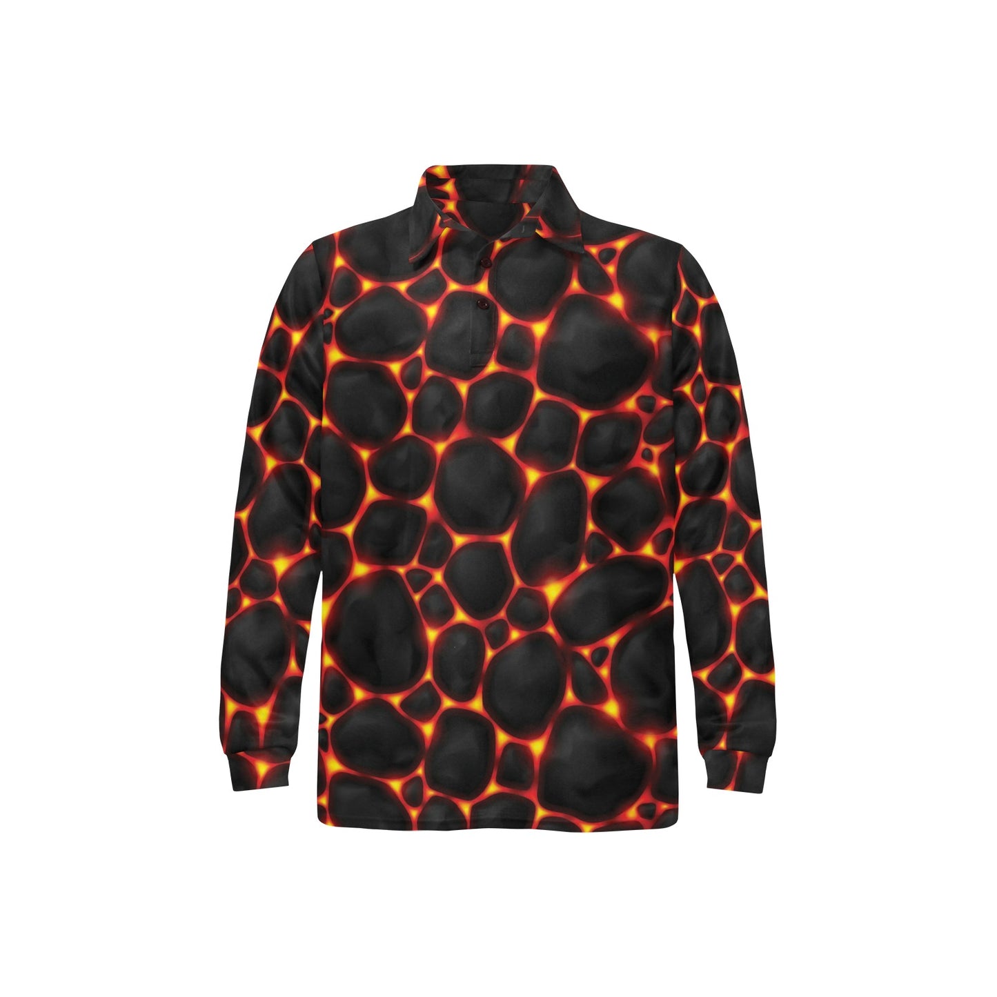 Lava Pattern Print Design 01 Long Sleeve Polo Shirt For Men's