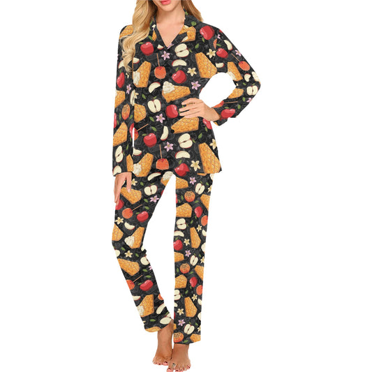 Apple Pie Pattern Print Design 01 Women's Long Pajama Set