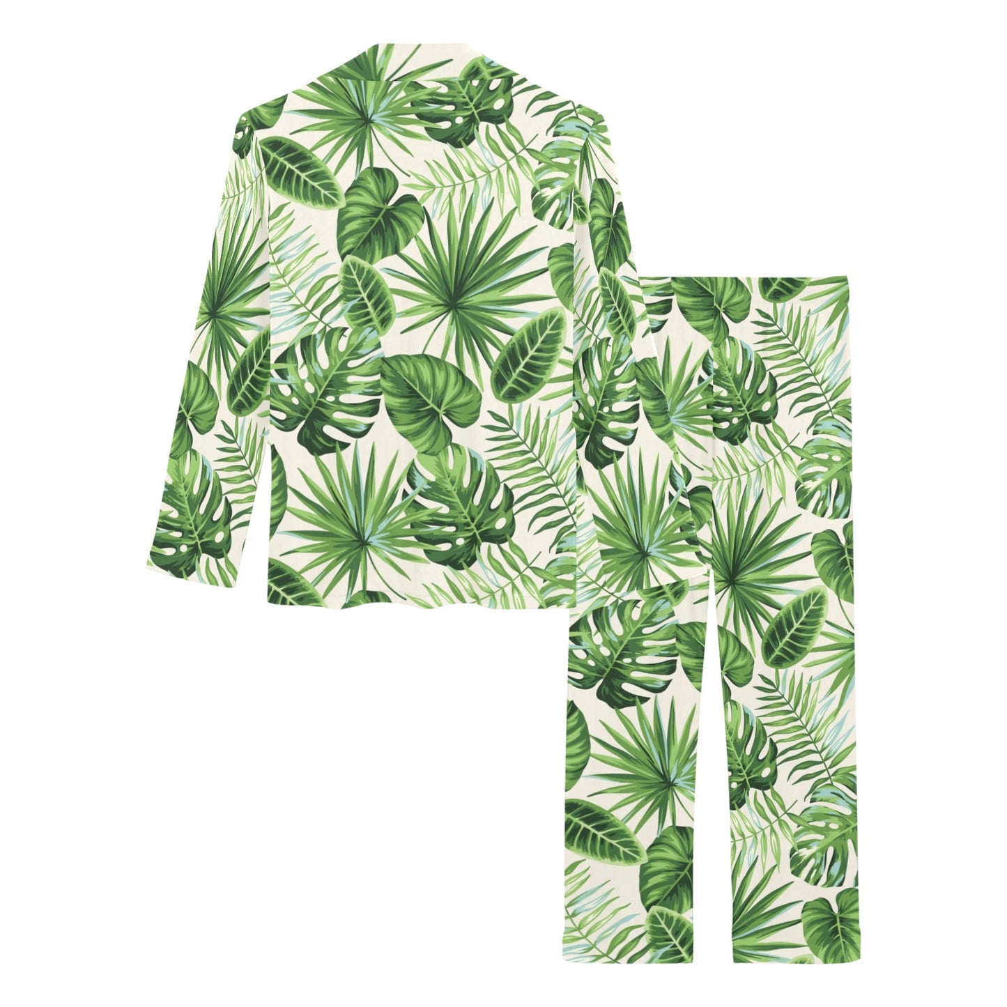 Palm Leaf Pattern Print Design A01 Women's Long Pajama Set