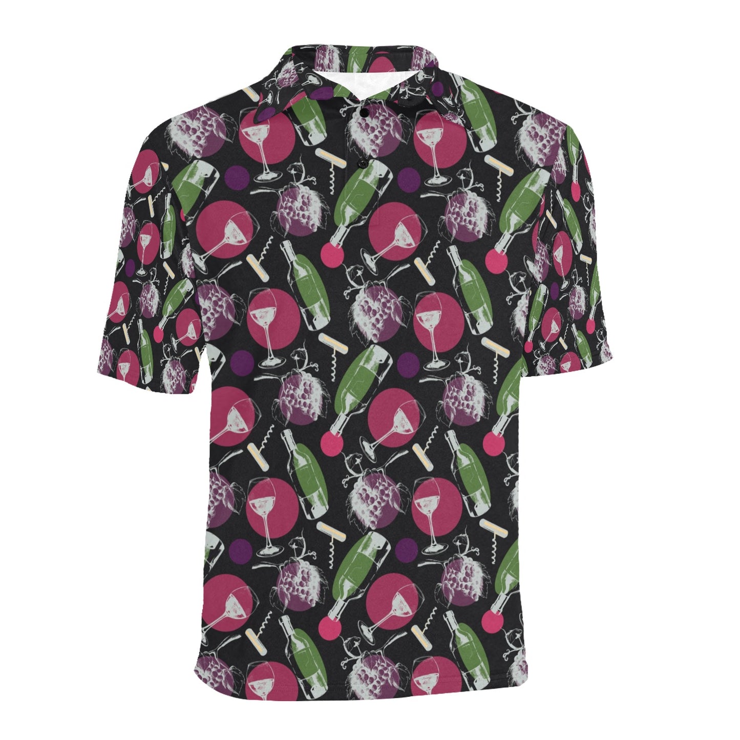 Wine Print Design LKS307 Men Polo Shirt