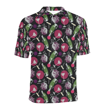 Wine Print Design LKS307 Men Polo Shirt