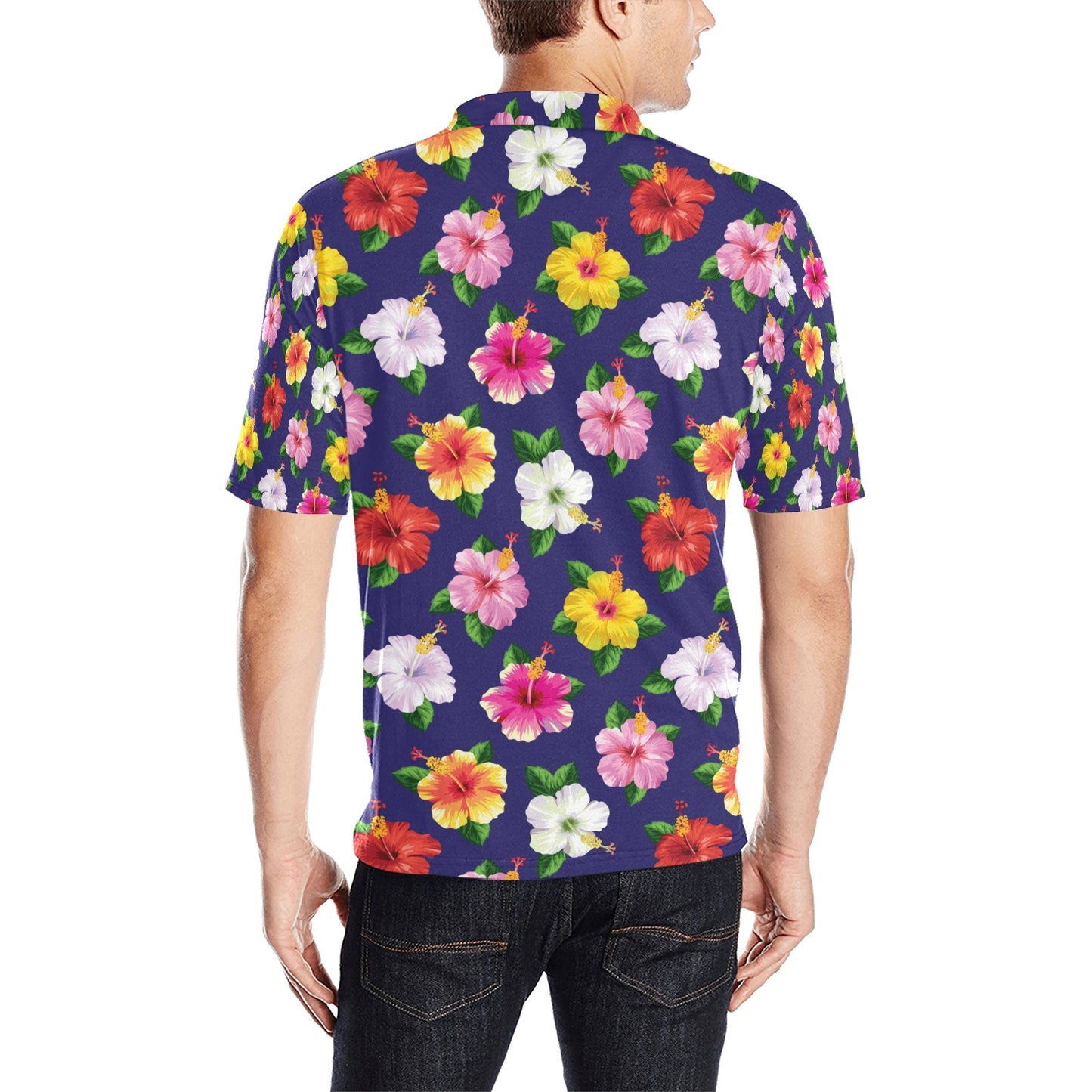 Hibiscus Colorful Print Design LKS301 Men Polo Shirt
