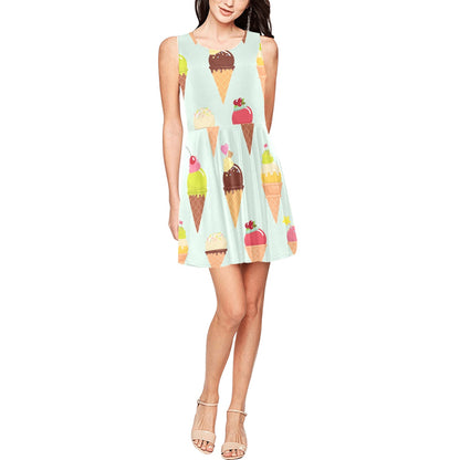 Ice Cream Pattern Print Design 03 Sleeveless Dress