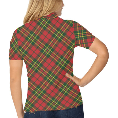 Plaid Holiday Pattern Print Design A01 Women's Polo Shirt