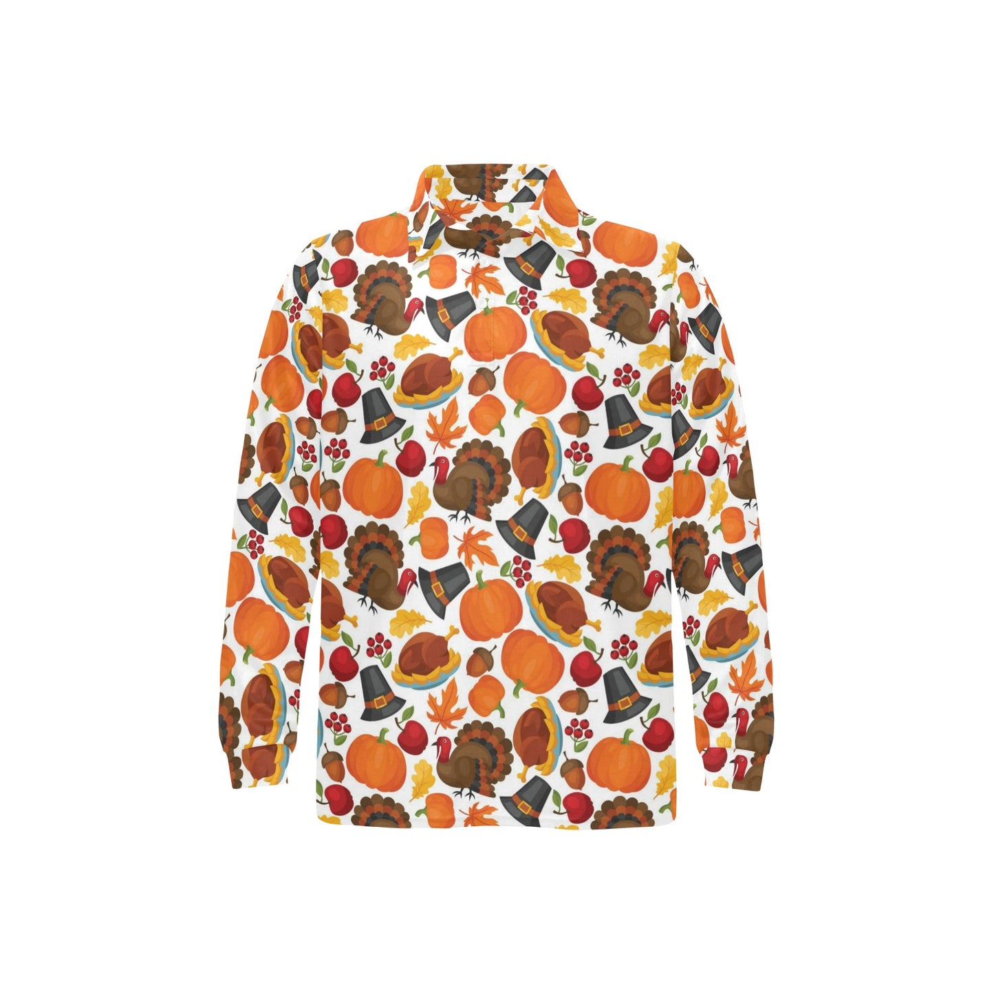 Thanksgiving Print Design LKS304 Long Sleeve Polo Shirt For Men's