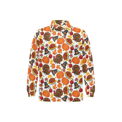 Thanksgiving Print Design LKS304 Long Sleeve Polo Shirt For Men's