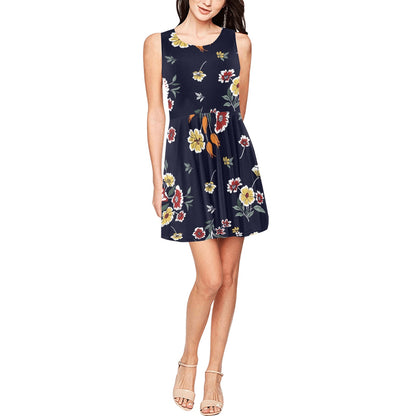 Summer Floral Pattern Print Design SF01 Sleeveless Dress