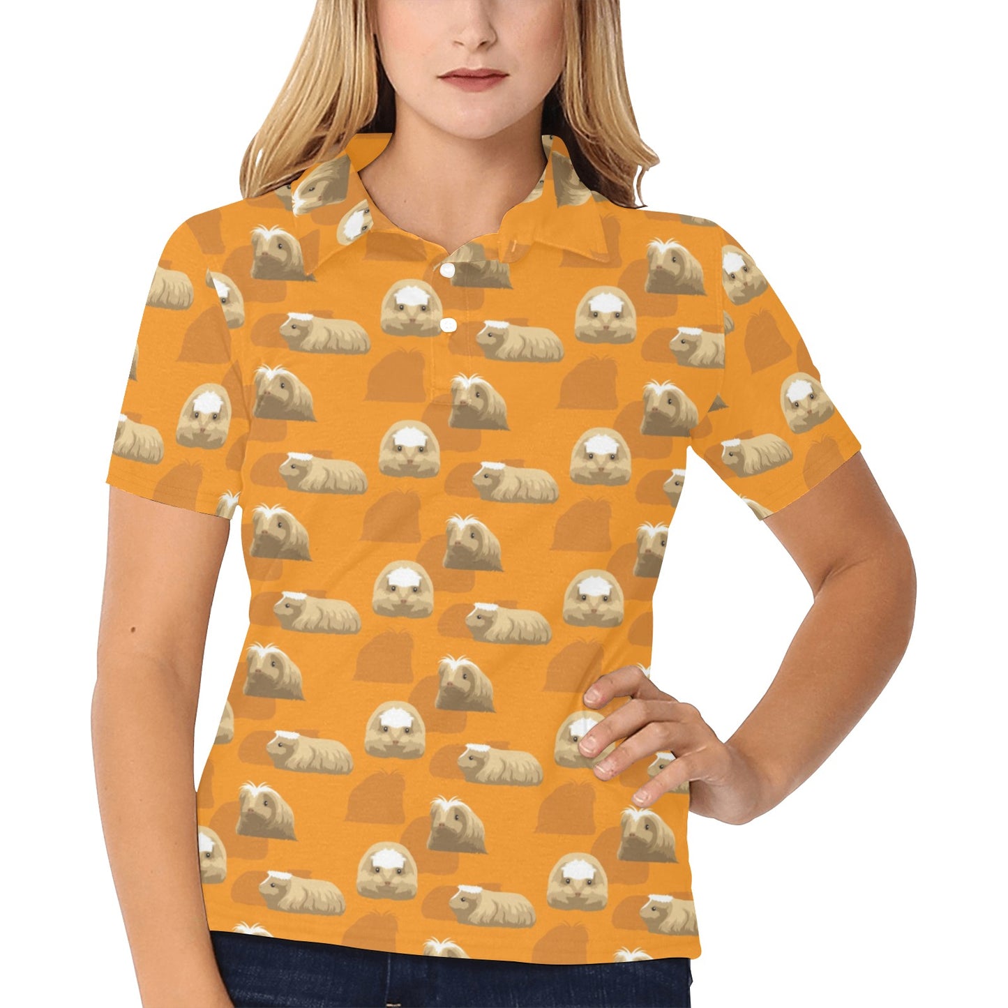 Guinea Pig Print Design LKS403 Women's Polo Shirt