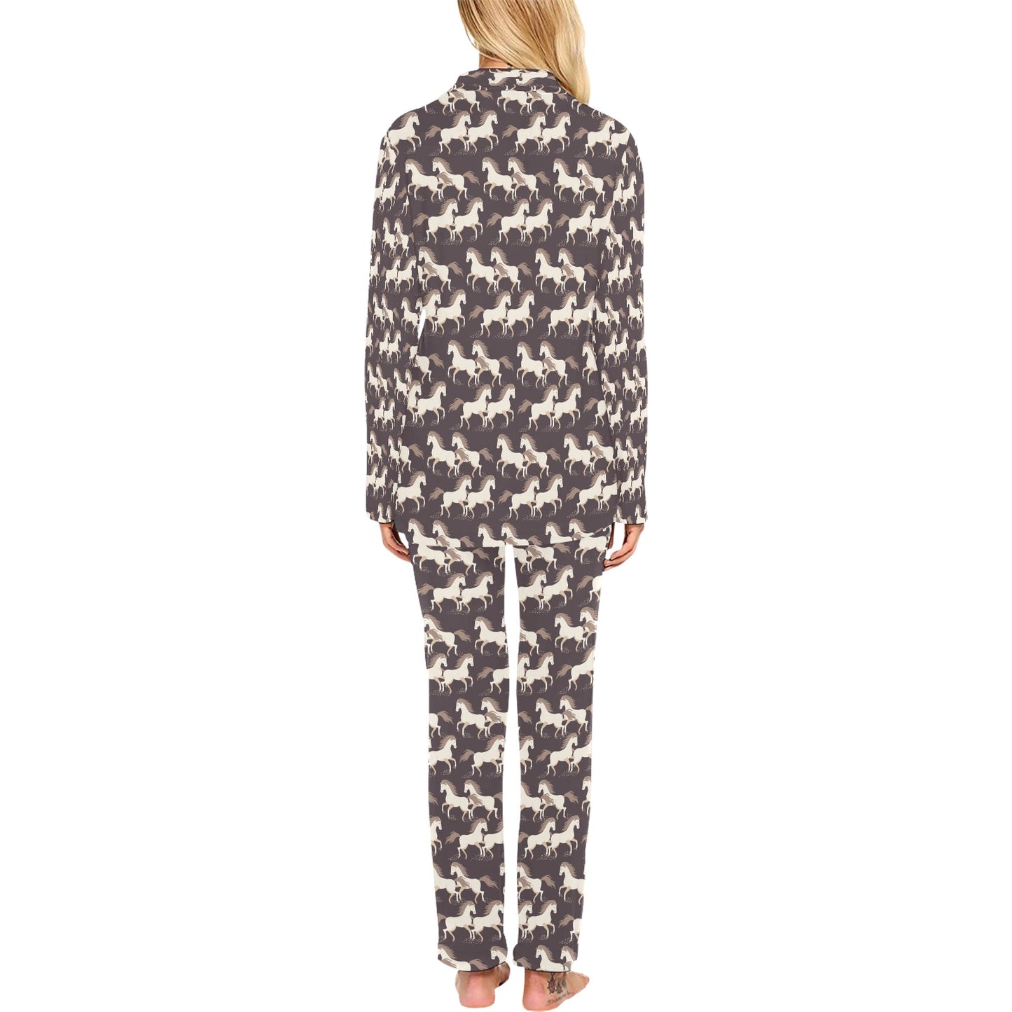 Horse Print Design LKS304 Women's Long Pajama Set