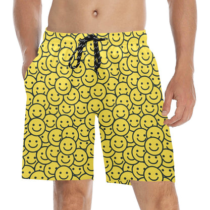 Smiley Face Emoji Print Design LKS302 Men's Swim Trunks Beach Shorts