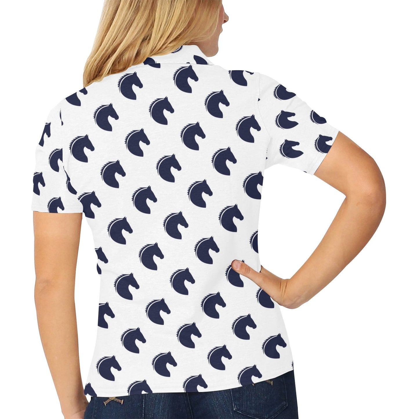 Horse Head Print Design LKS303 Women's Polo Shirt
