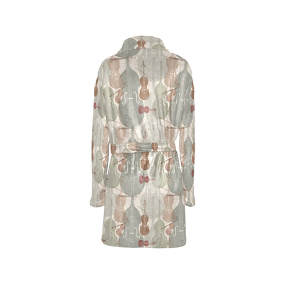 Violin Pattern Print Design 01 Women's Fleece Robe