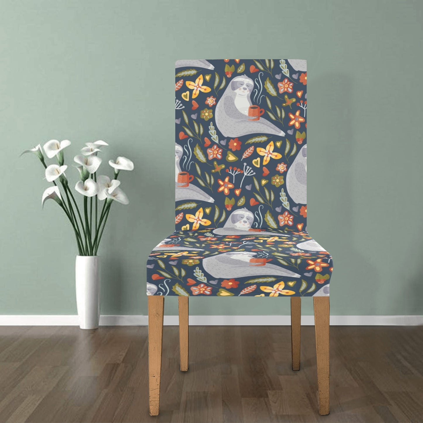 Sloth Print Design LKS303 Dining Chair Slipcover