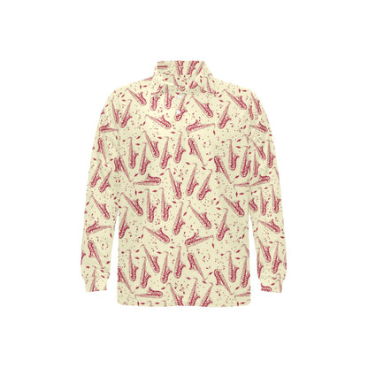 Saxophone Print Design LKS402 Long Sleeve Polo Shirt For Men's