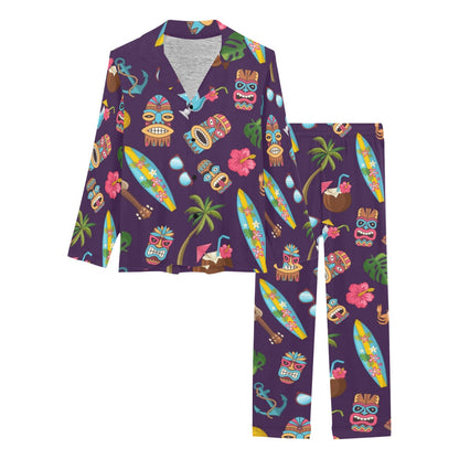 Hawaiian Themed Pattern Print Design H024 Women's Long Pajama Set
