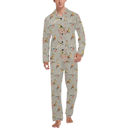 Birds Pattern Print Design 03 Men's Long Pajama Set