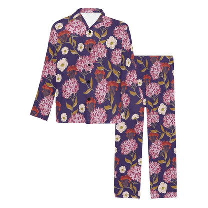 Hydrangea Pattern Print Design HD010 Men's Long Pajama Set