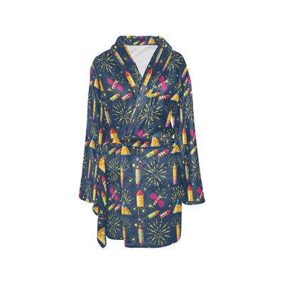 Firework Sparkling Rockets Print Design LKS306 Women's Fleece Robe