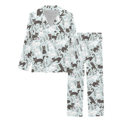 Cat Pattern Print Design 08 Women's Long Pajama Set