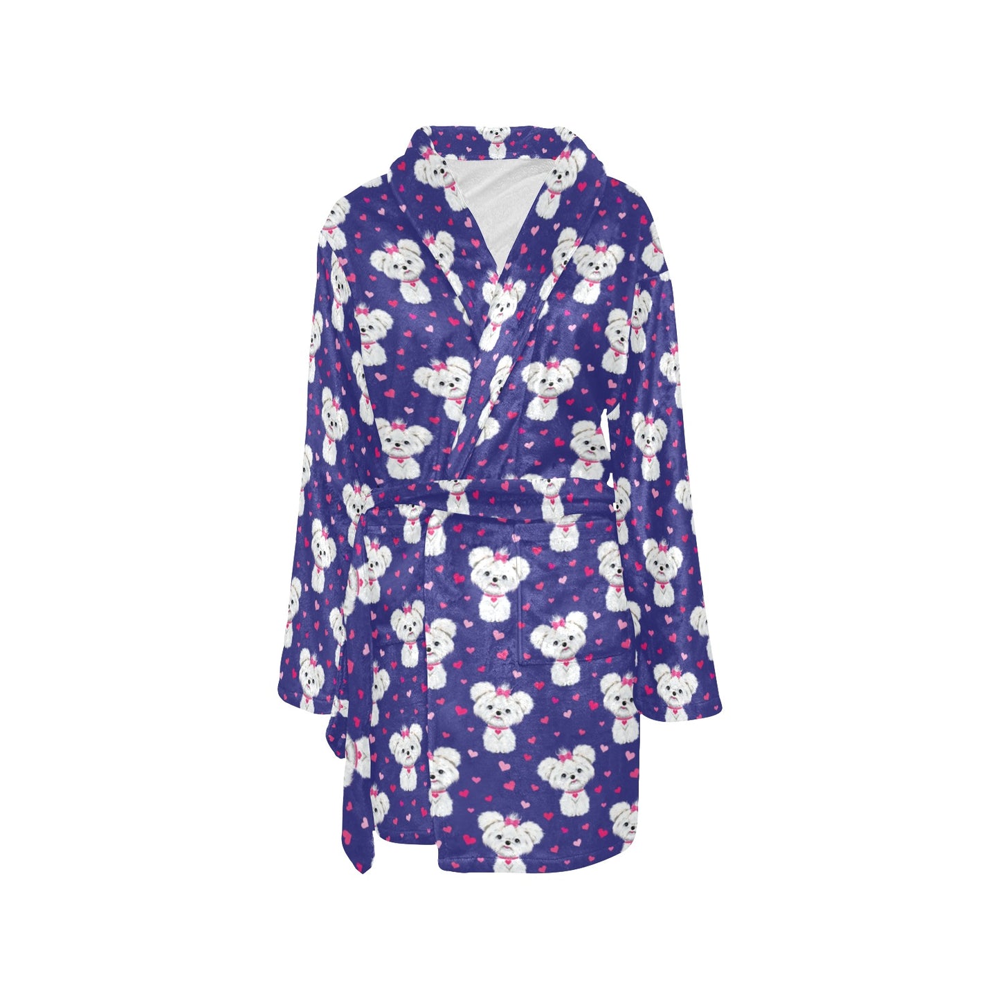 Maltese Pattern Print Design 02 Women's Fleece Robe
