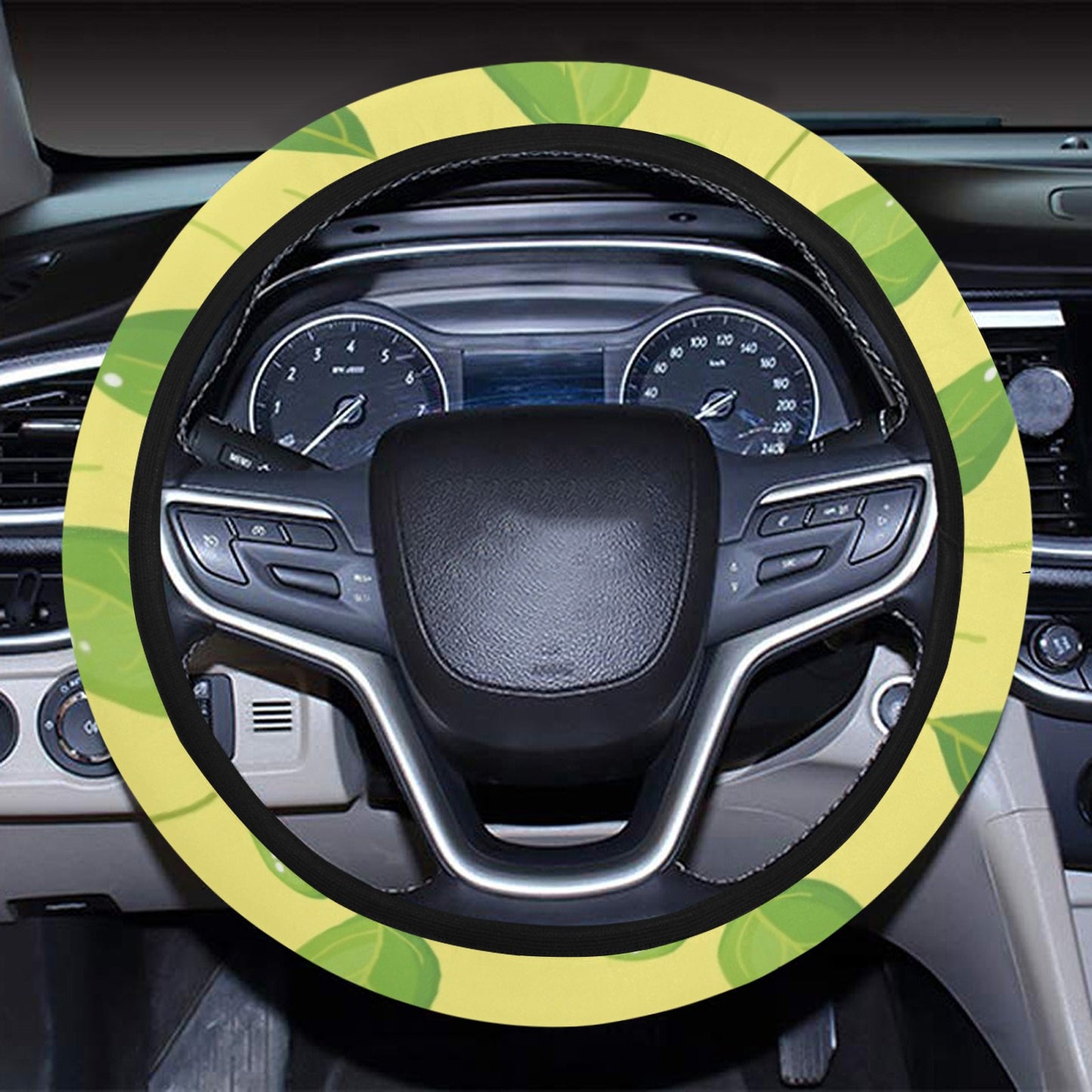 Spinach Print Design LKS302 Steering Wheel Cover with Elastic Edge