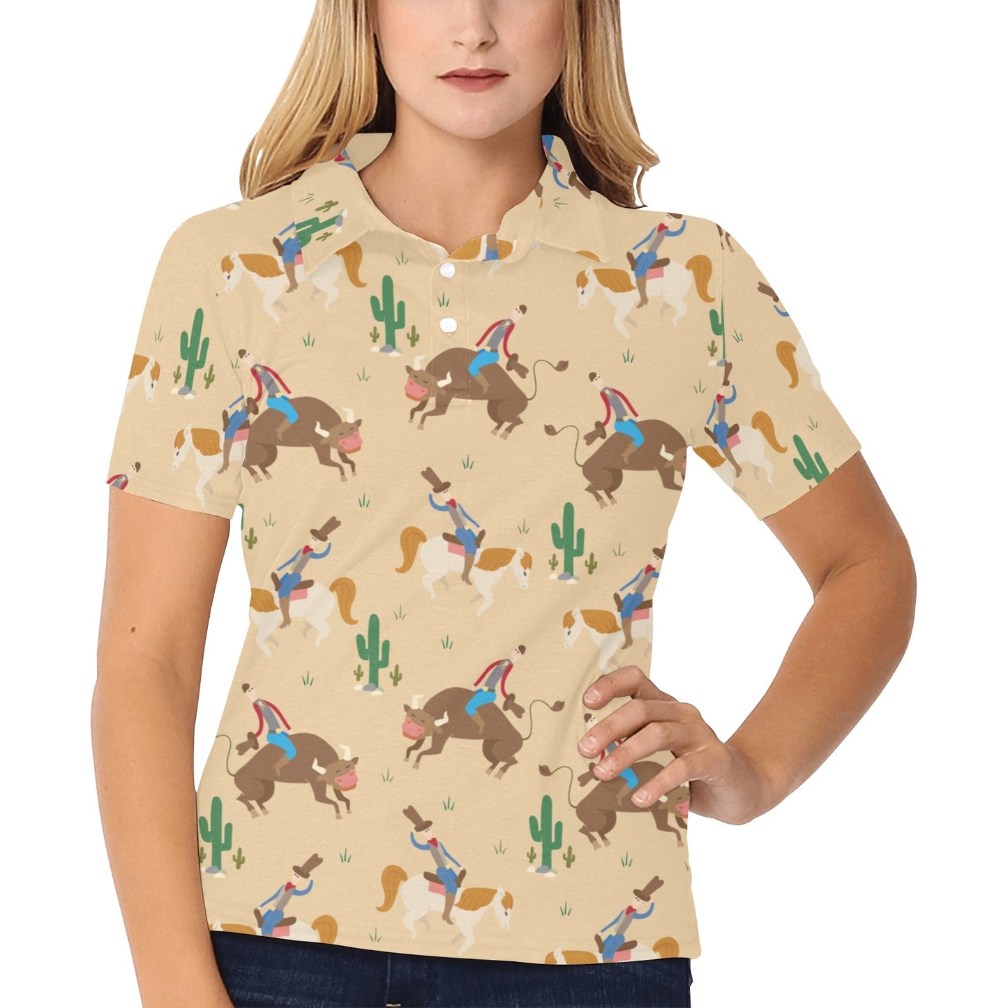 Rodeo Pattern Print Design A02 Women's Polo Shirt