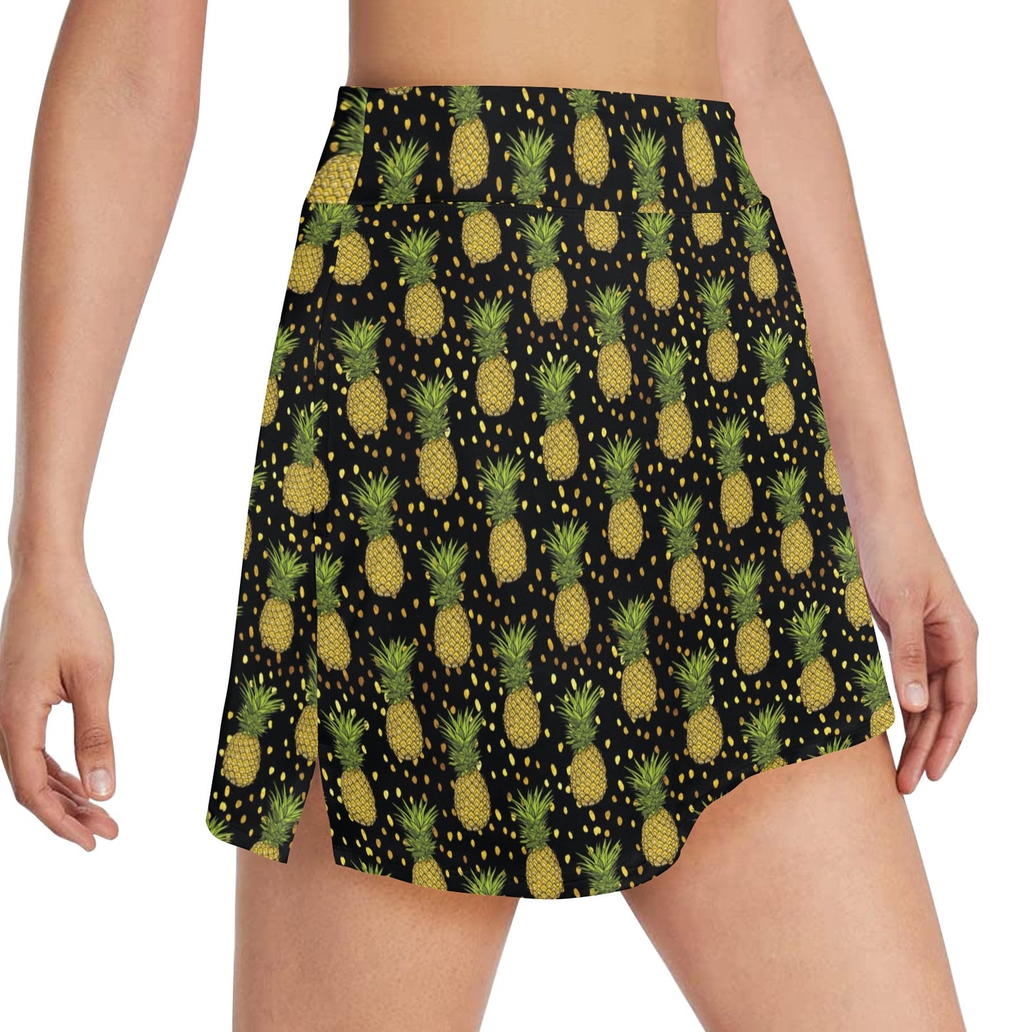 Pineapple Gold Dot Themed Print 17" Golf & Pickleball Skort with Pockets