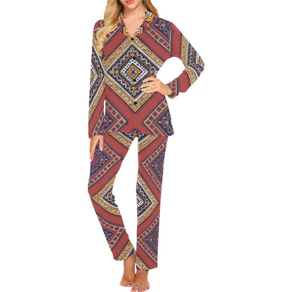 Native Pattern Print Design A06 Women's Long Pajama Set
